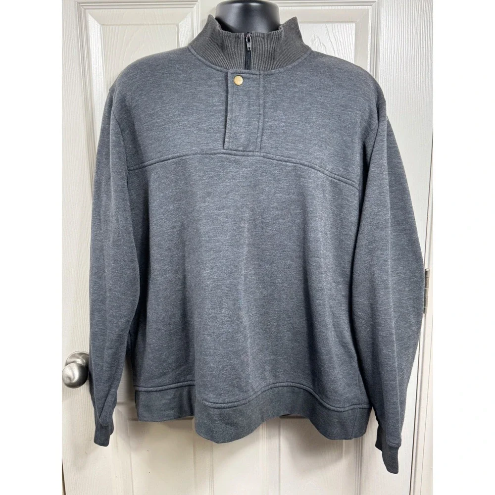 Orvis Men XL Quarter Zip Pullover Sweater‎ Fly Fishing Embroidered Gray Gorpcore